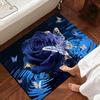 Yousheng 3D Rose Bathroom Rug Realistic Rose And Butterflies Floor Mat Absorbent Non-Slip Rug for Entrance Kitchen Bedroom Living Room