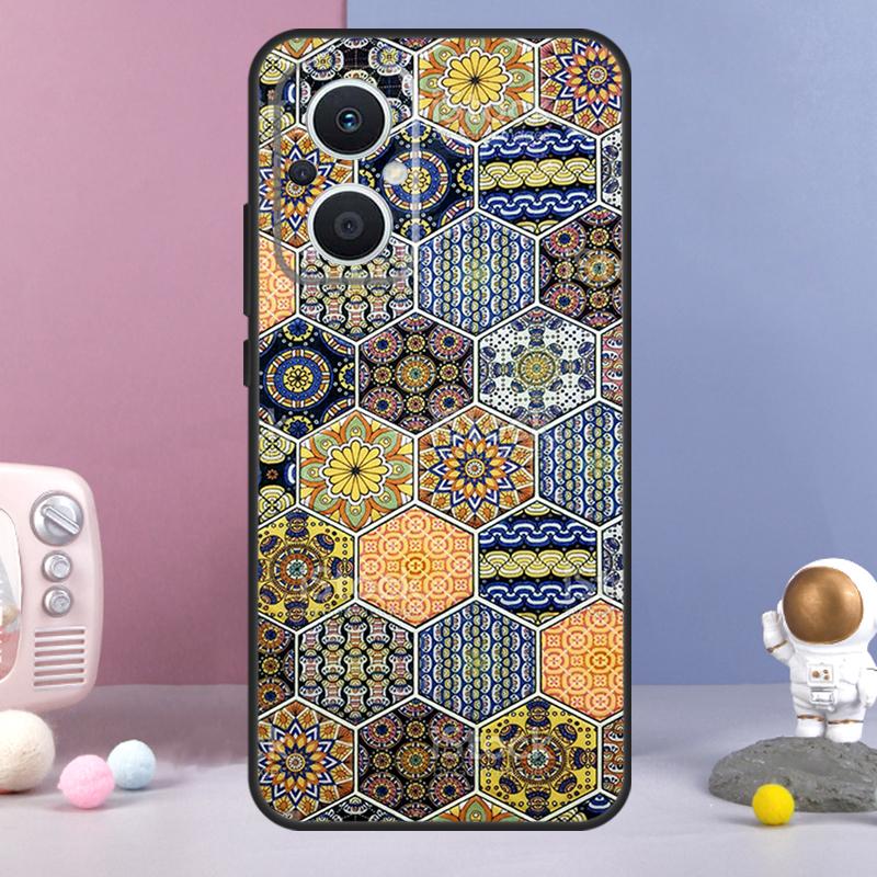 Boho Tile Mosaic Aesthetic Funda For OPPO Reno 14 F 11F 12F 13F 10 11 12 13 Pro 7 8 Lite OPPO Find X8 X6 X5 X9 Pro Case