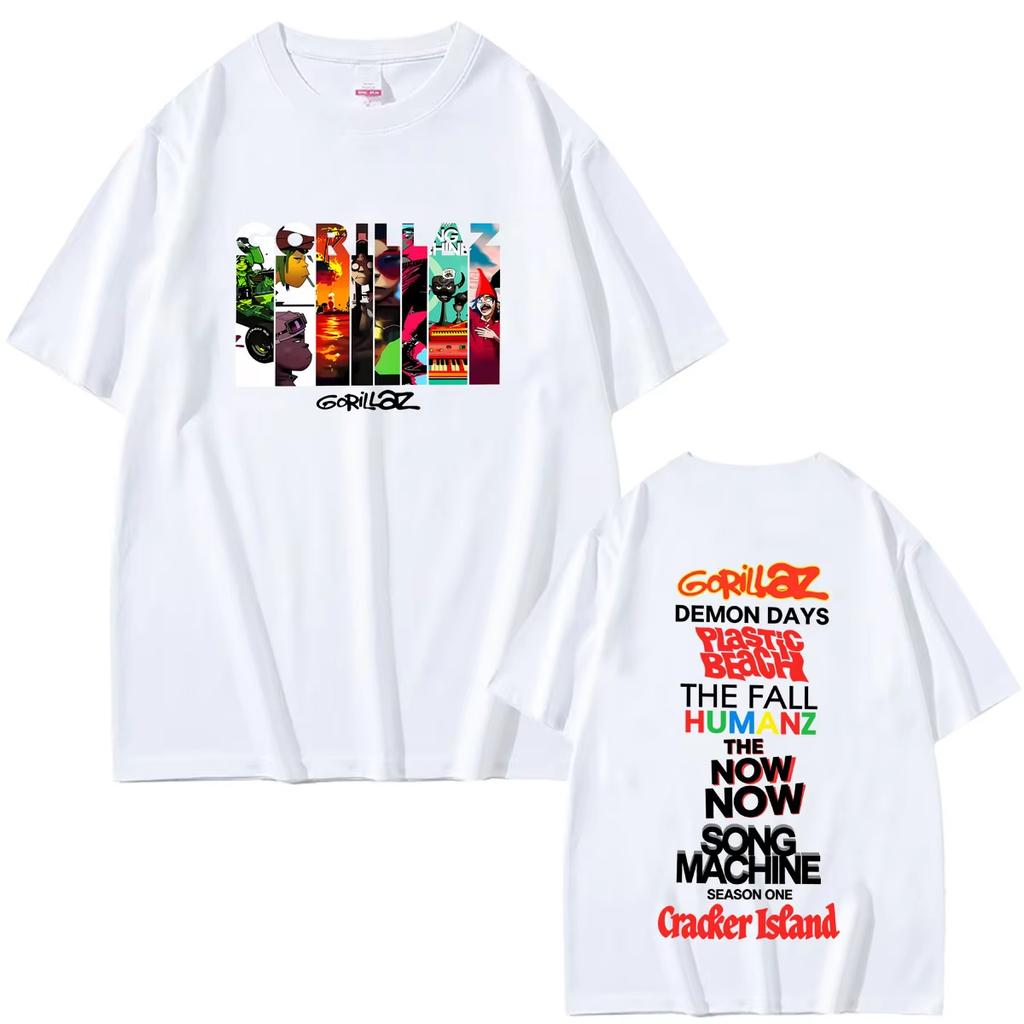 Summer New Hot Sale Rock Band Gorillaz Music Album Cover T-shirt Y2K Men Women Vintage Hip Hop Streetwear T-shirt Breathable and Comfortable Clothes