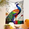 Colorful Peacock with Floral Background Patterned tapestry home decor, suitable for bedroom and living room, gift