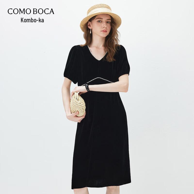 Komborca 2026 Spring/Summer Velvet Silk Short-Sleeve Dress L
