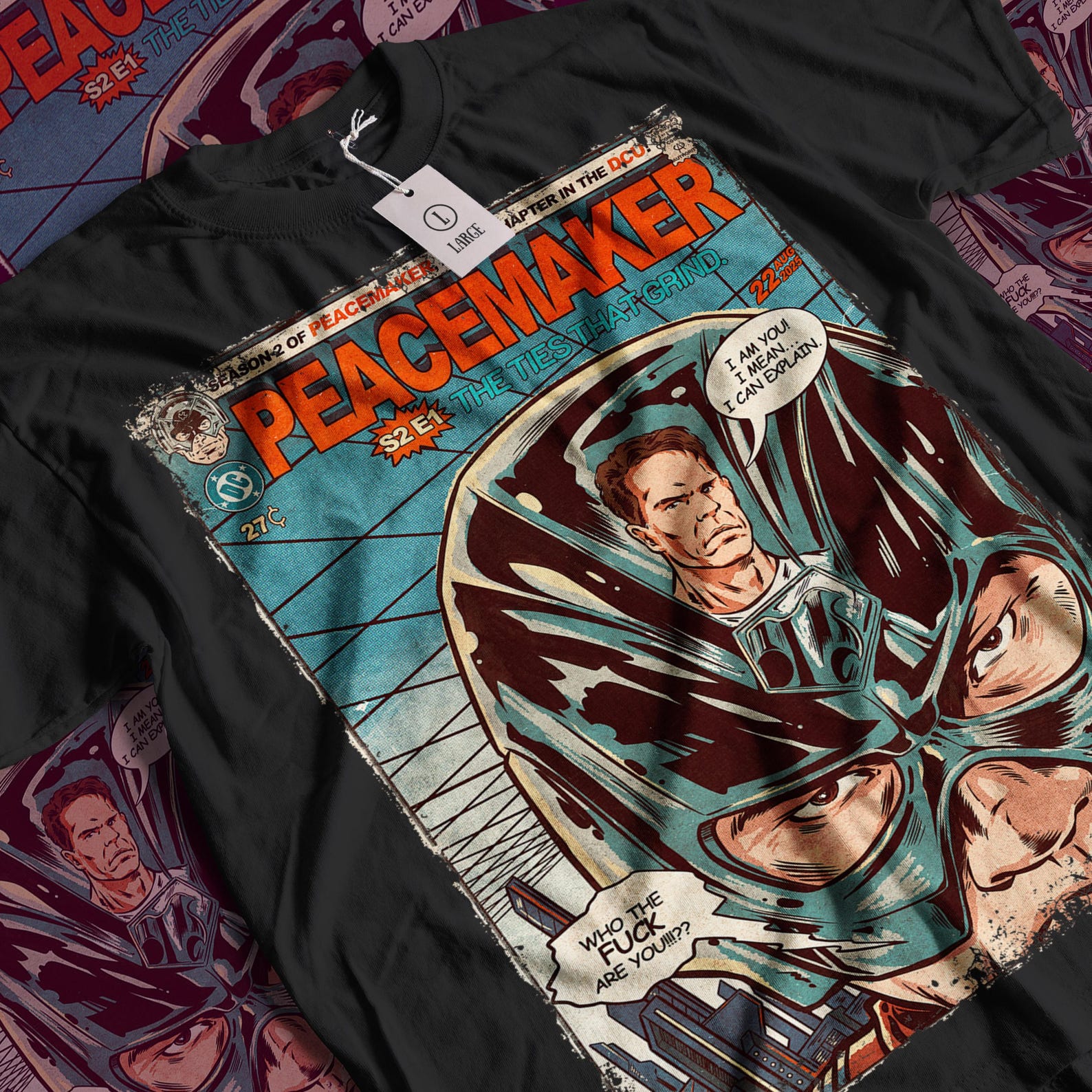 Peacemaker Comic Book T-Shirt: Vintage Superhero Graphic Tee S