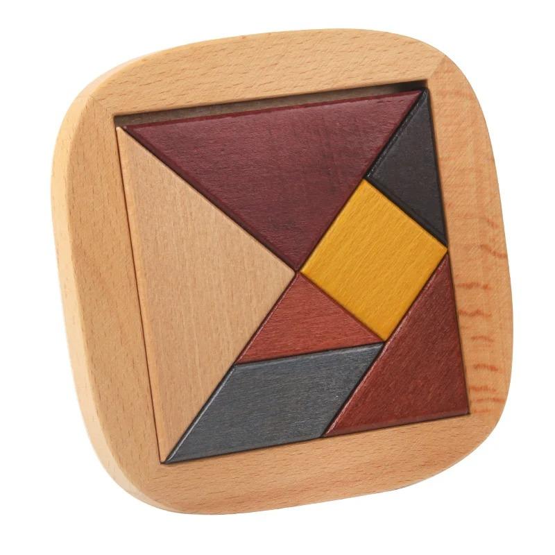 Montessori Wooden Toys Wooden Jigsaw Puzzle for Kids Tangrams Brainstorming Preschool Early Learning Children Logical Thinking