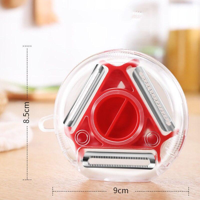 

3 в 1 Magic Trio Peeler Set Slicer Измельчитель из нержавеющей стали Резак с несколькими пилинговыми лезвиями Терка Кухонный инструмент красный