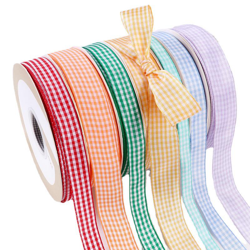 1cm Solid Color Plaid Ribbon for Cake Box Packaging and Decoration