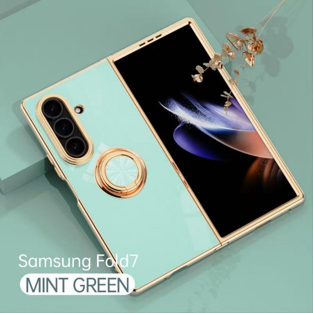 

Luxury Car Magnetic Ring Bracket Phone Case For Samsung Galaxy Z Fold 7 6 5 4 Soft TPU Plating Shockproof Protective Cover Funda Galaxy Z Fold6 світло-зелений колір