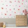 4 Sheets Flowers Wall Decals Watercolor Peony Floral Leaves Wall Stickers Peel And Stick Wall Decor for Girls Bedroom Nursery Classroom Living Room