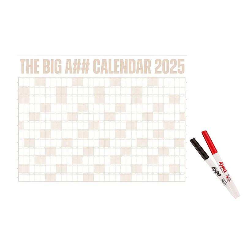 The Big A Calendar2025 Full-Year Wall Calendar With 2Pcs Dry Erase Pen And 100Pcs Sticky Notes For Office And Home Wall Calendar
