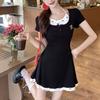 College Style Summer American Hot Girl A-line Dress Summer Cute Temperament Fake Two-piece Skirt