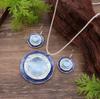 New enamel three-layer round cake stud earrings long pendant set, women's exaggerated high-end round necklace