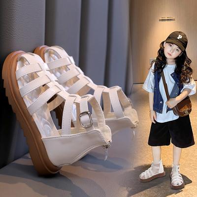 British Style Children's Sandals Girl Summer Kids Hollow-out Beach Shoes Fashion Causal Girls High-top Simple Roman Sandals