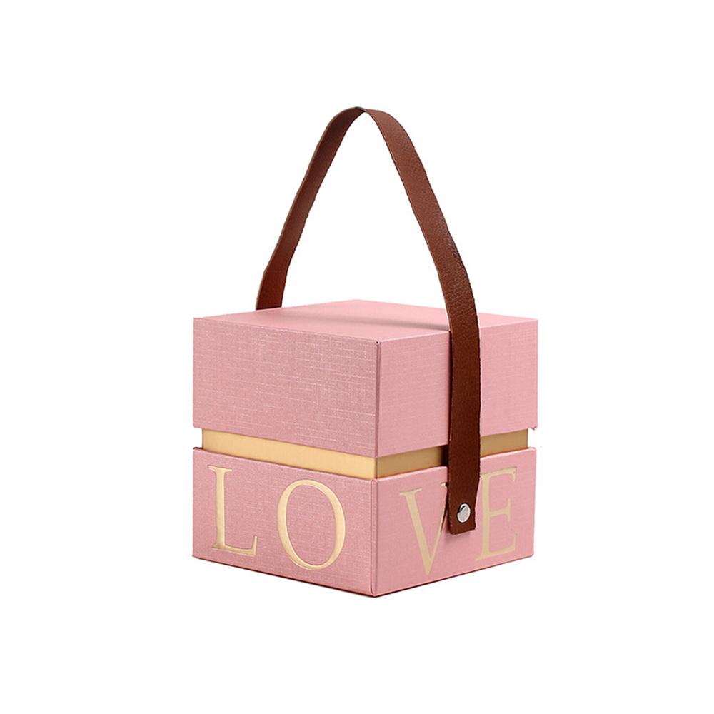 Wedding Favor Gift Packaging Box Handled Candy Box for Valentine's Day Christmas Present Boxes Square Candy Jewelry Storage Case