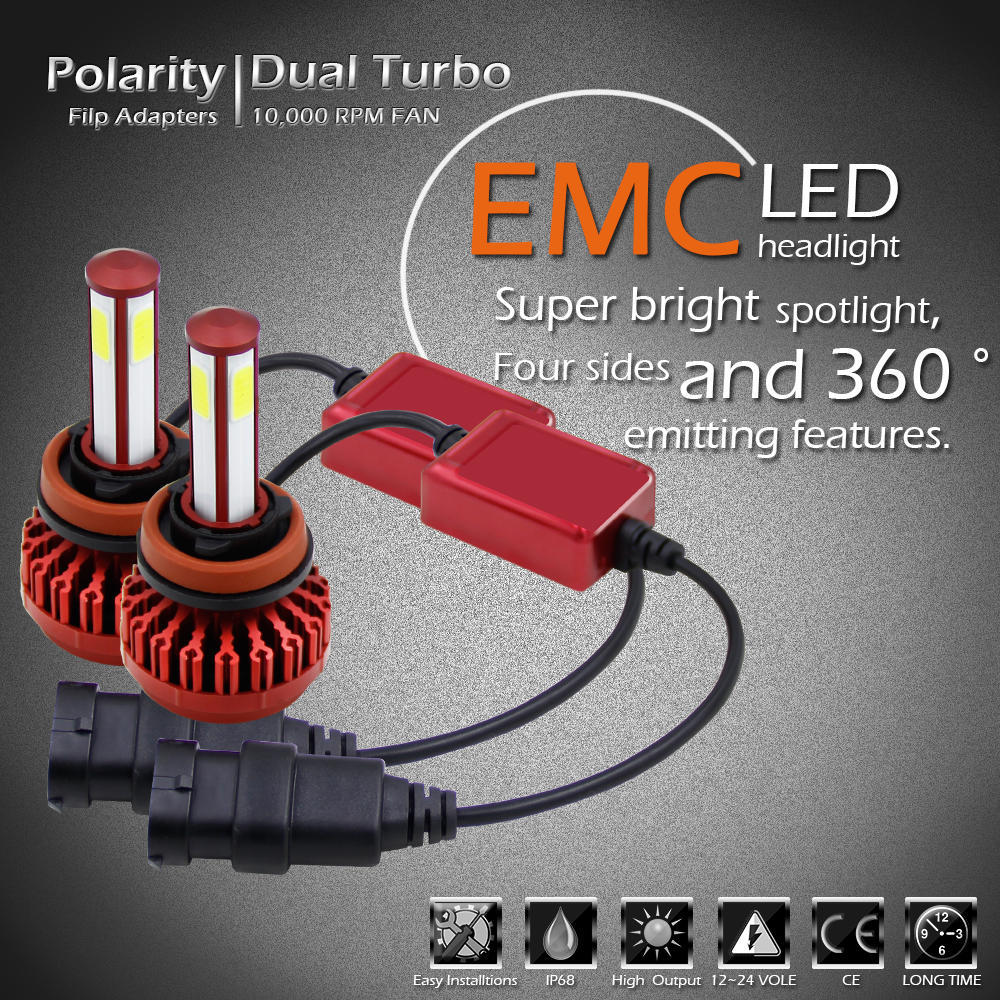 2pcs Car LED Headlight Kit HB4 H7 HB3 H4 9003 HB2 H11 300W 6000K Bright Fog Bulbs Lamp R7 15000LM