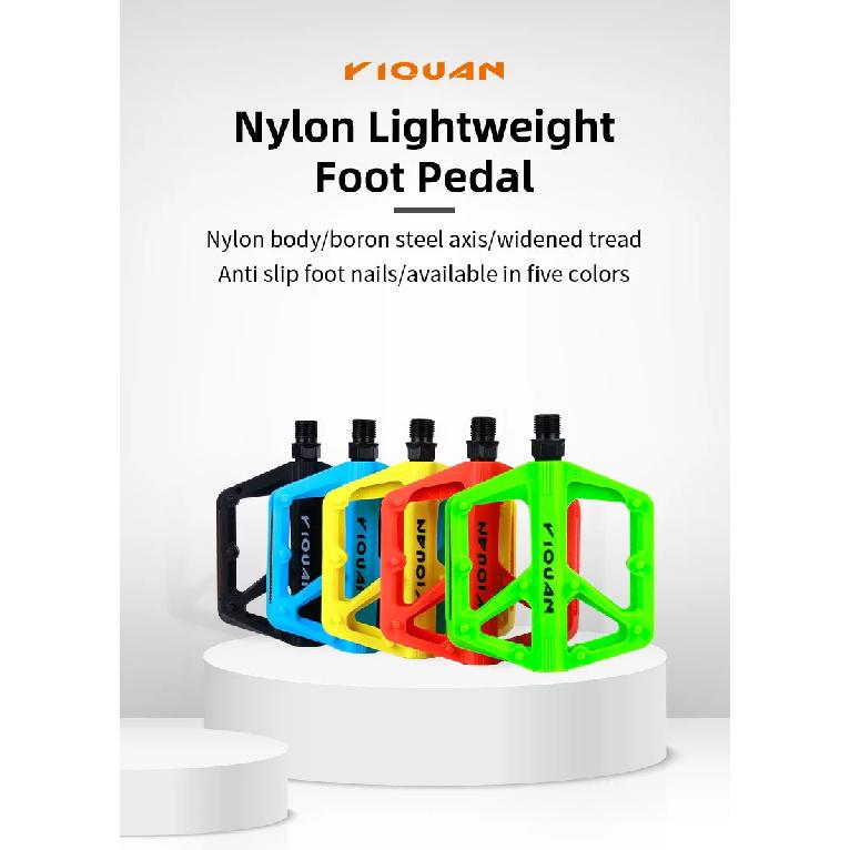 Bike Pedals Nylon Bearing 9/16" Non-Slip Flat Pedals Lightweight Wide Flat Platform Cycling Pedals for BMX Road MTB E-Bike