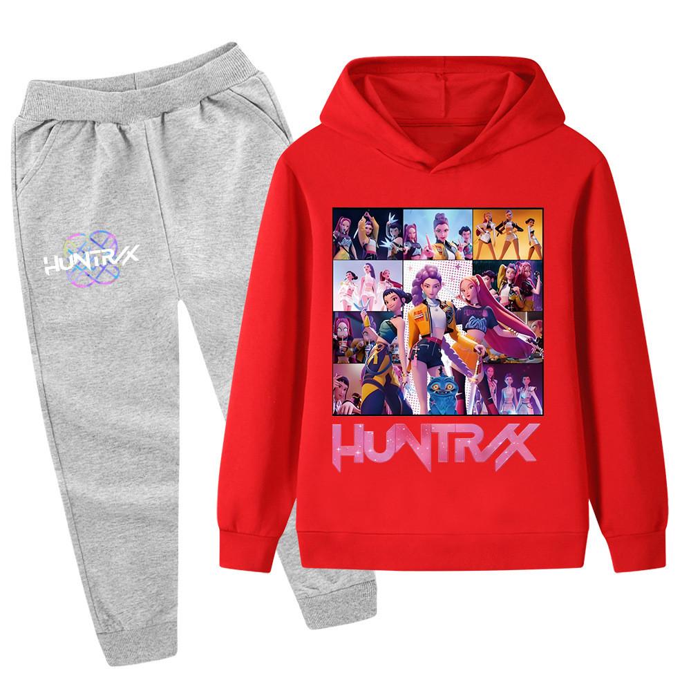 PB1250 Kinder Jungen Mädchen Kpop Mira Zoey Rumi Druck Langarm Kapuzenpullover Hose Hose Kleidung Sets