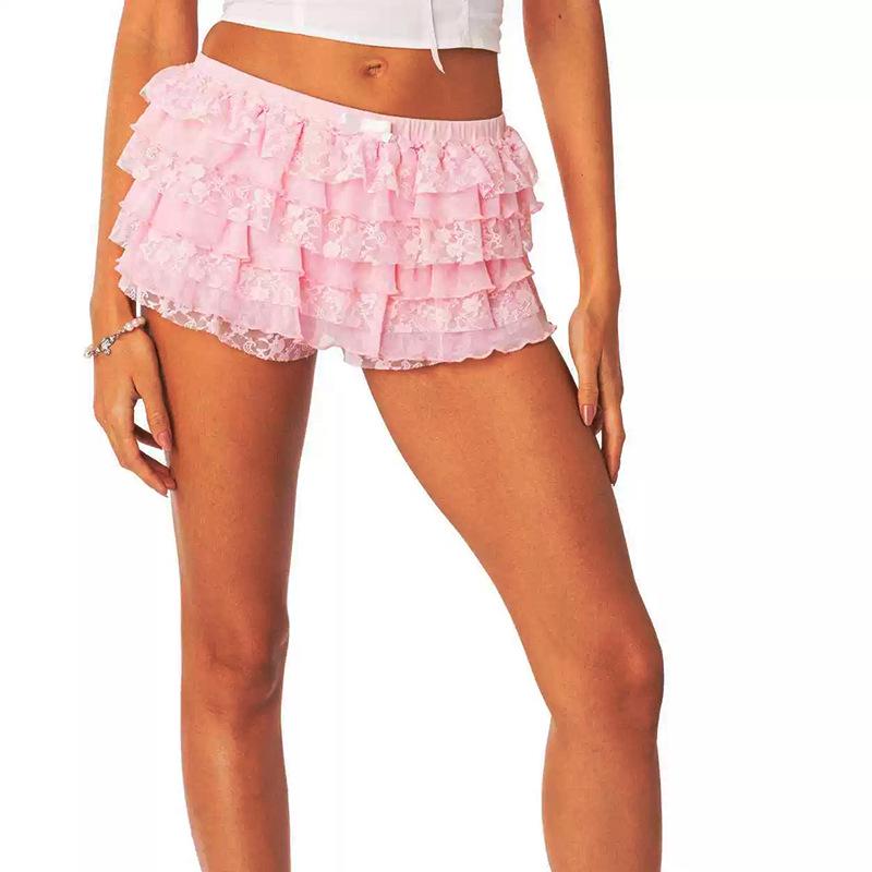 2025 Trendy Gelaagde Kant Rok-Broek - Sexy & Stijlvolle Mini voor een Pittige Look (OK83)