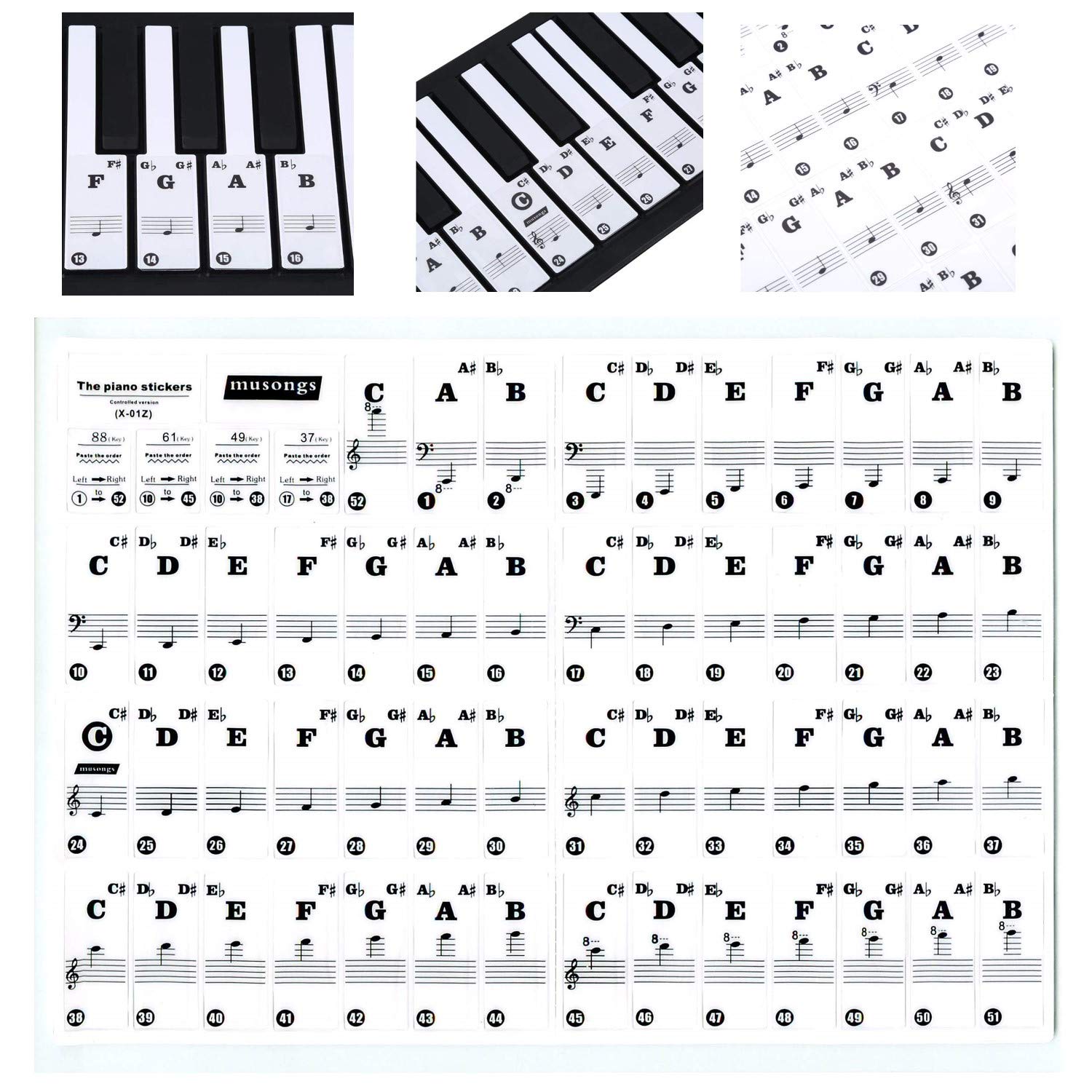 

XP Design Наклейки на клавиши пианино, Музыка, Ноты, 88/61/49/37 (черный) чёрный
