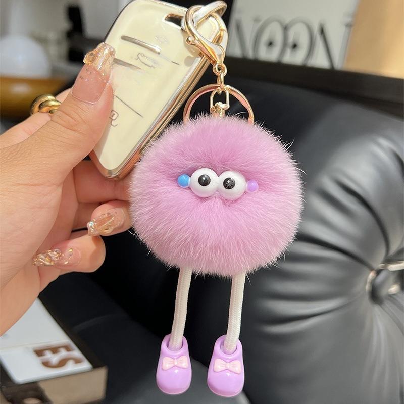 Non-Toxic Cute Big Eyes Plush Toys Keychain Cartoon Briquettes Keychain Briquettes Car Keychain Pendant Korean Plush School Bag Pendant