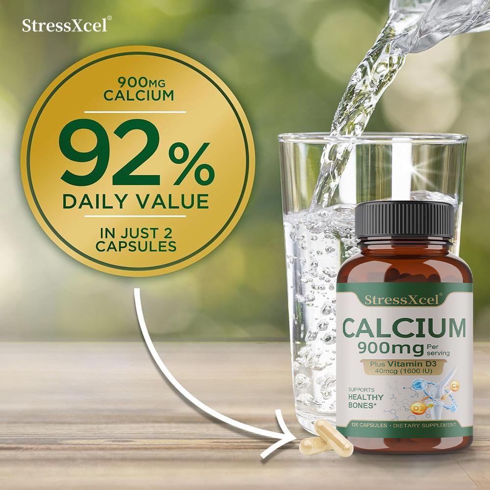 Calcium 900 Mg Dietary Supplement, With Vitamin D3 1600 IU, 120 Capsules Per Bottle