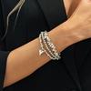 Salircon 3 Pcs/Set Fashion Irregular CCB Beaded Bracelet for Woman Men Creative Love Heart Pendant Bangles Vintage Jewelry Set