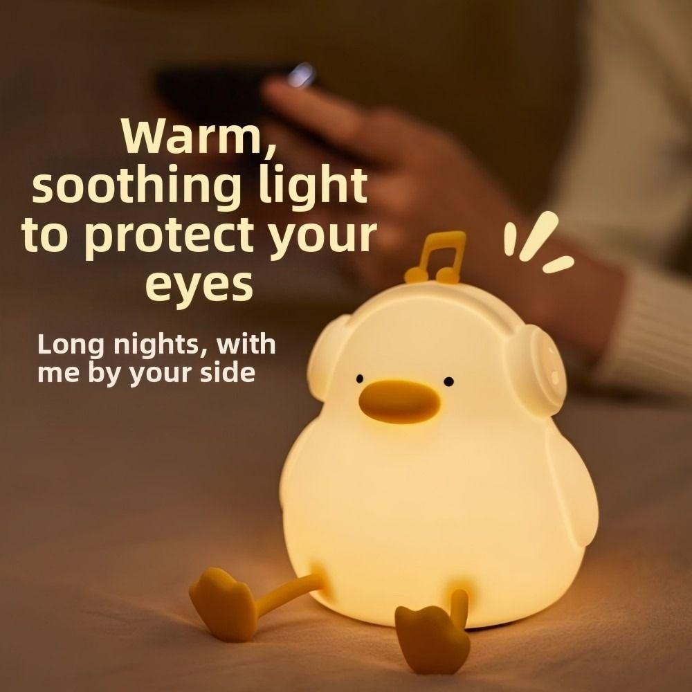 Cute Rechargeable LED Night Light Duck Panda Touch Sensor Lamp with Timer Warm Light Animal Table Lamp Bedroom Decor Kid Gift