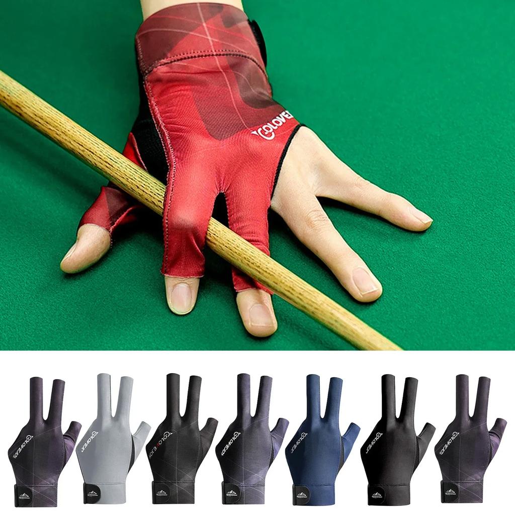 Billardhandschuh für die linke Hand, Dreifinger-Snooker-Billardhandschuh, rutschfeste Aufkleber, Elastizität, Billard-Trainingshandschuhe, Zubehör