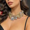 European-American Geometric Necklace & Earring Set - French Retro Style with Pearls for Formal Wear