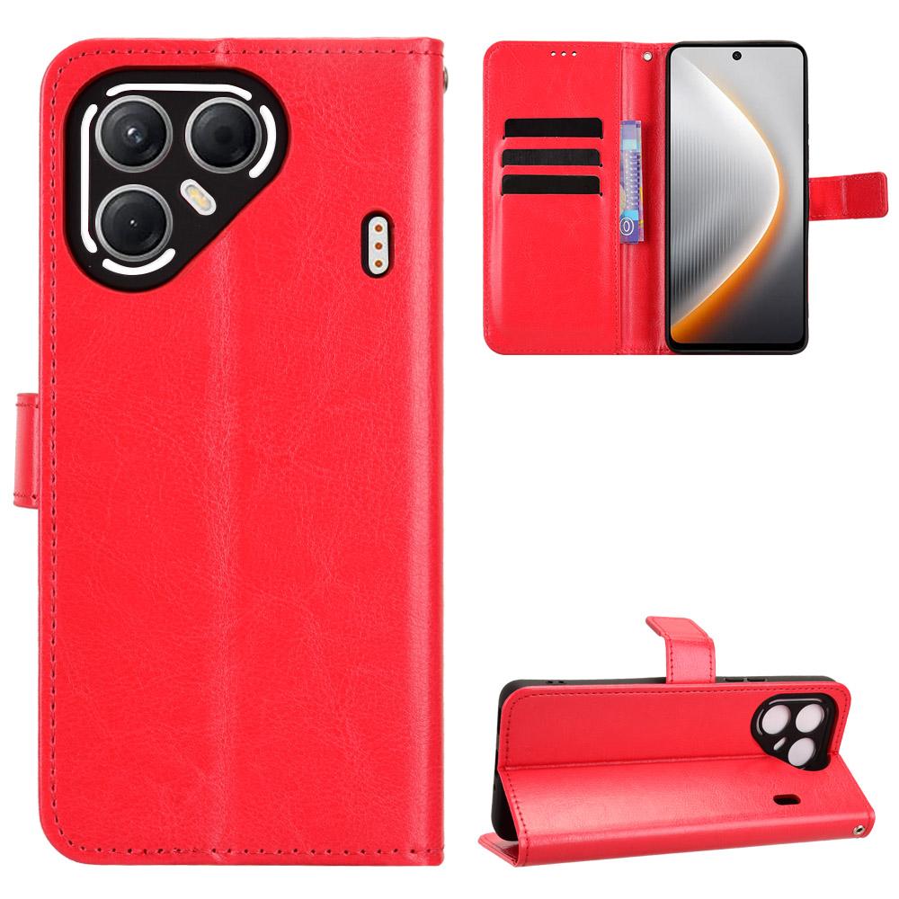 For TECNO Pova 7 5G PU Leather Case with Strap Crazy Horse Texture Phone Wallet Cover