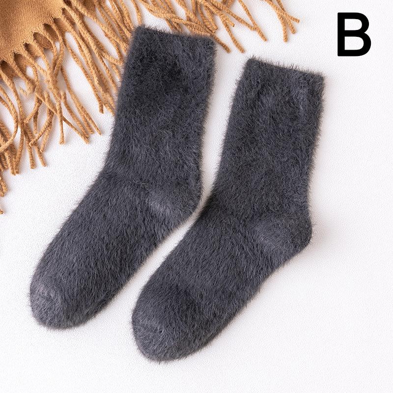 Women's Autumn And Winter Warm Mink Fleece Tube Socks Plush Sleep Socks Mid Calf Hosiery Sock