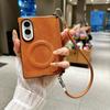 Luxury Business Magnetic Crazy Horse Pattern Leather Case for Samsung Z Fold 8 Wide Wrist Strap Shockproof For Magsafe Cover