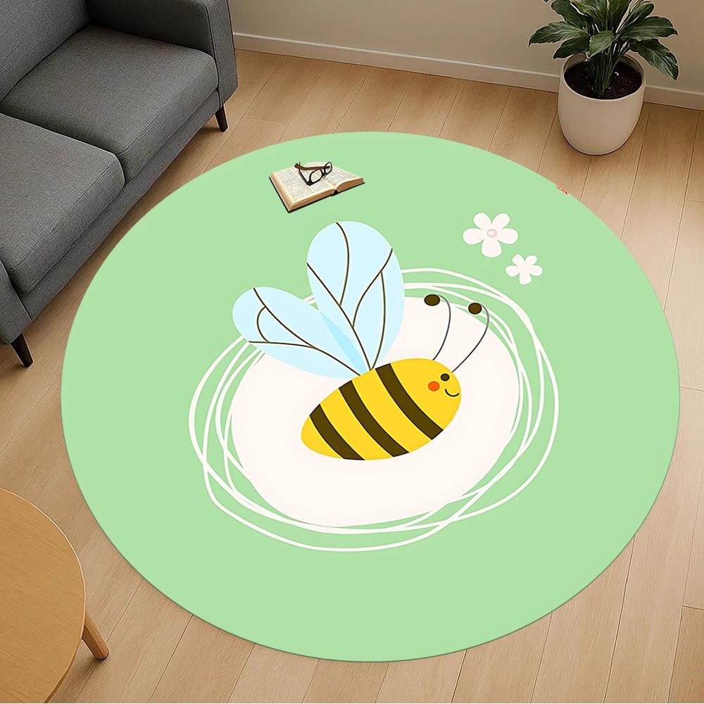 1pc Bee Flower Round Chair Mat Area Rug - Non-Slip, Floor Mat for Office, Bedroom, and Indoor Decor C1125506