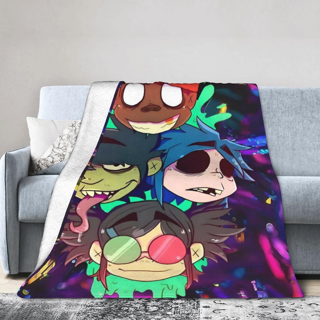 G-Gorillaz Music Band Blankets  Super Warm Fluffy Plush Bedding Throws For Kids Adult Couch Chair Sofa Bed Bedspread Bed Cover