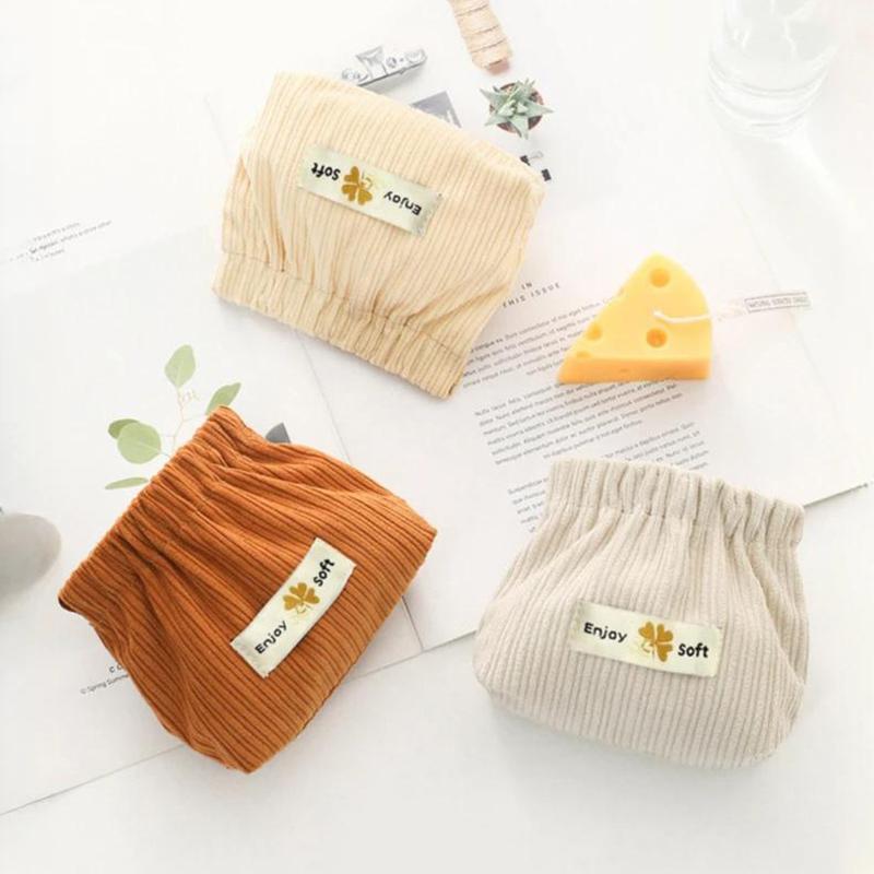 1Pc Corduroy Clover Storage Bag Handheld Bag Bullet Storage Bag Lipstick Cosmetics Storage Bag Convenient Mini Wallet