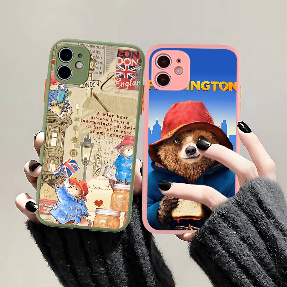 Cute P-Paddingtons Bear Matte Translucent Phone Case For Iphone 16 ProMax 15 14 13 12 11 X XS PRO Plus