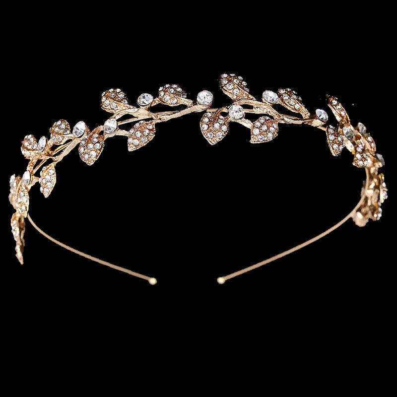 

Свадебный головной убор, листья, стразы, полный бриллиантов, свадебные аксессуары для волос Super Flash невесты, корона для волос, ободок принцессы