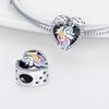 S925 Silver  Rainbow Seven Heart Shaped Pony Unicorn Pendant Necklace Jewelry