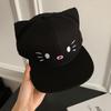 Baseball Delightful White Cap Women With Cute Cat Illustration Accessory Trendy