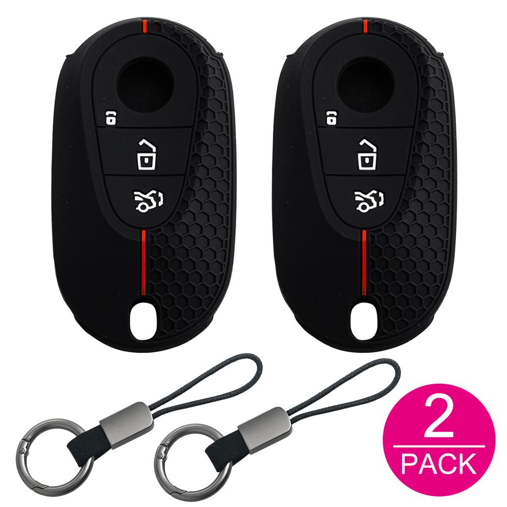 2x Silicone Car Key Fob Cover Case Holder Keychain For Mercedes CLE GLC C E S Class EQS EQE W206 W214 W223 C236 X254 V297 V295