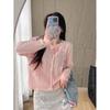 Pink Bow Knit Cardigan for Women - 2026 Spring/Autumn Sweet Age-Defying Sweater, Hollow Short Top