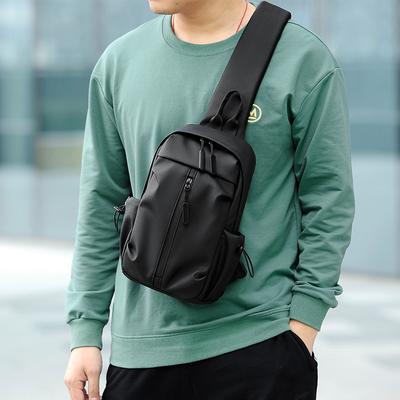 Herren Brusttasche Outdoor Freizeit PU Umhängetasche Brusttasche USB-Laden Multifunktions-Brusttasche Mehrfarbig optional