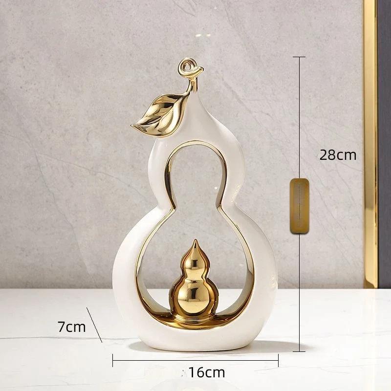 1PcCreative Light Luxury Chinese Style Gourd Shaped Ceramic Home Living Room Art Dining Table TV Cabinet Decoration Gift Zhaocai