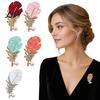 Alloy Feather Pin Faux Pearl Rhinestone Brooch, Decorative Lapel Clip Vintage Brooch for Women, Sweater Cardigan Coat Suit Jewelry Accessories