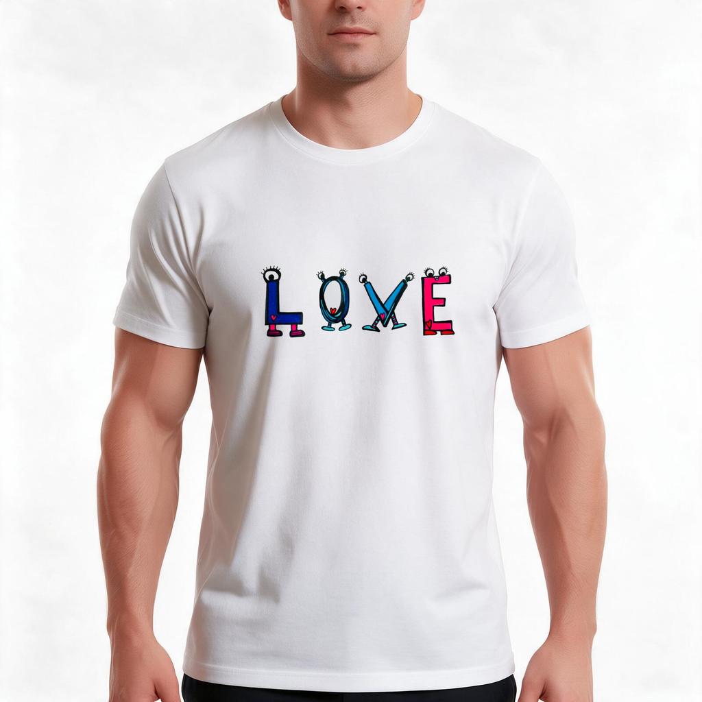 Wordbot Love Tshirt Summer Casual Cotton Tee Oversized Streetwear Tops Vintage Graphic Print Loose Fit Short Sleeve