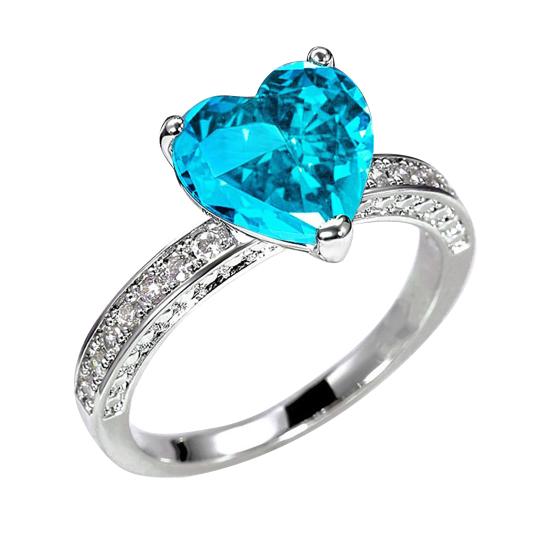 Crystal Heart Ring for Women Cubic Zirconia Heart Shaped Engagement Promise Band Ring Fake Diamond