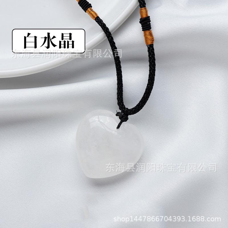 Natürlicher Kristall Liebesanhänger, Achat Halbedelstein 3cm Pfirsichherz Halskette herzförmiger Schmuckanhänger, Fabrikmode