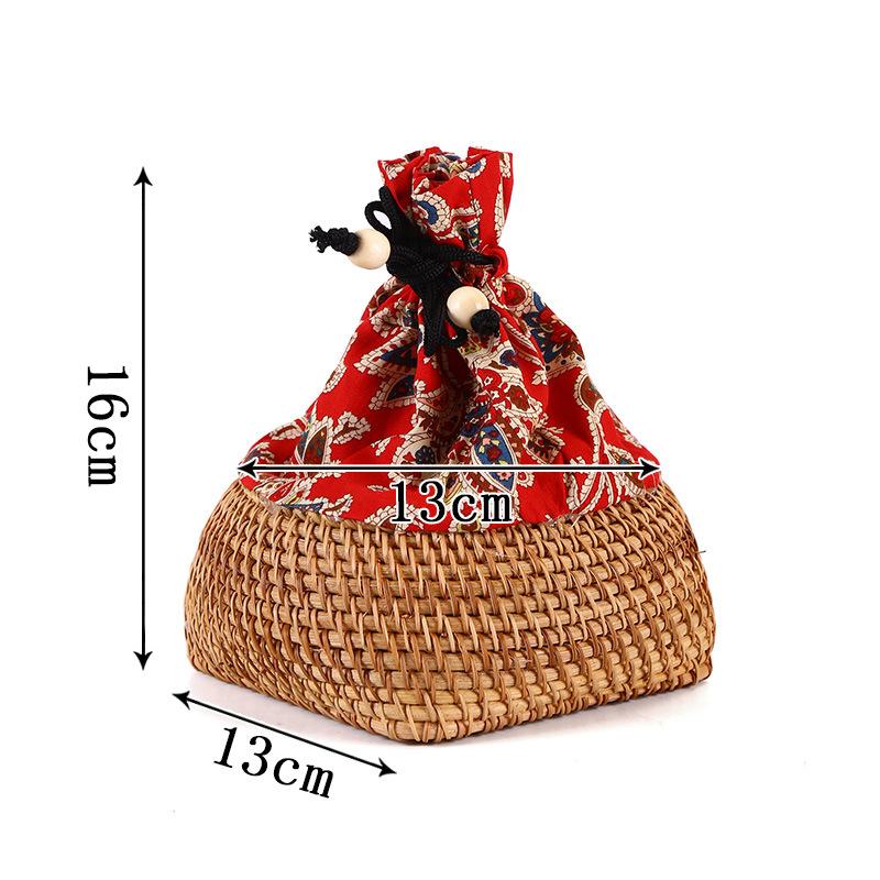 Handmade rattan cup basket retro bamboo woven cup cage master cup bag portable teapot cloth bag storage box tote bag
