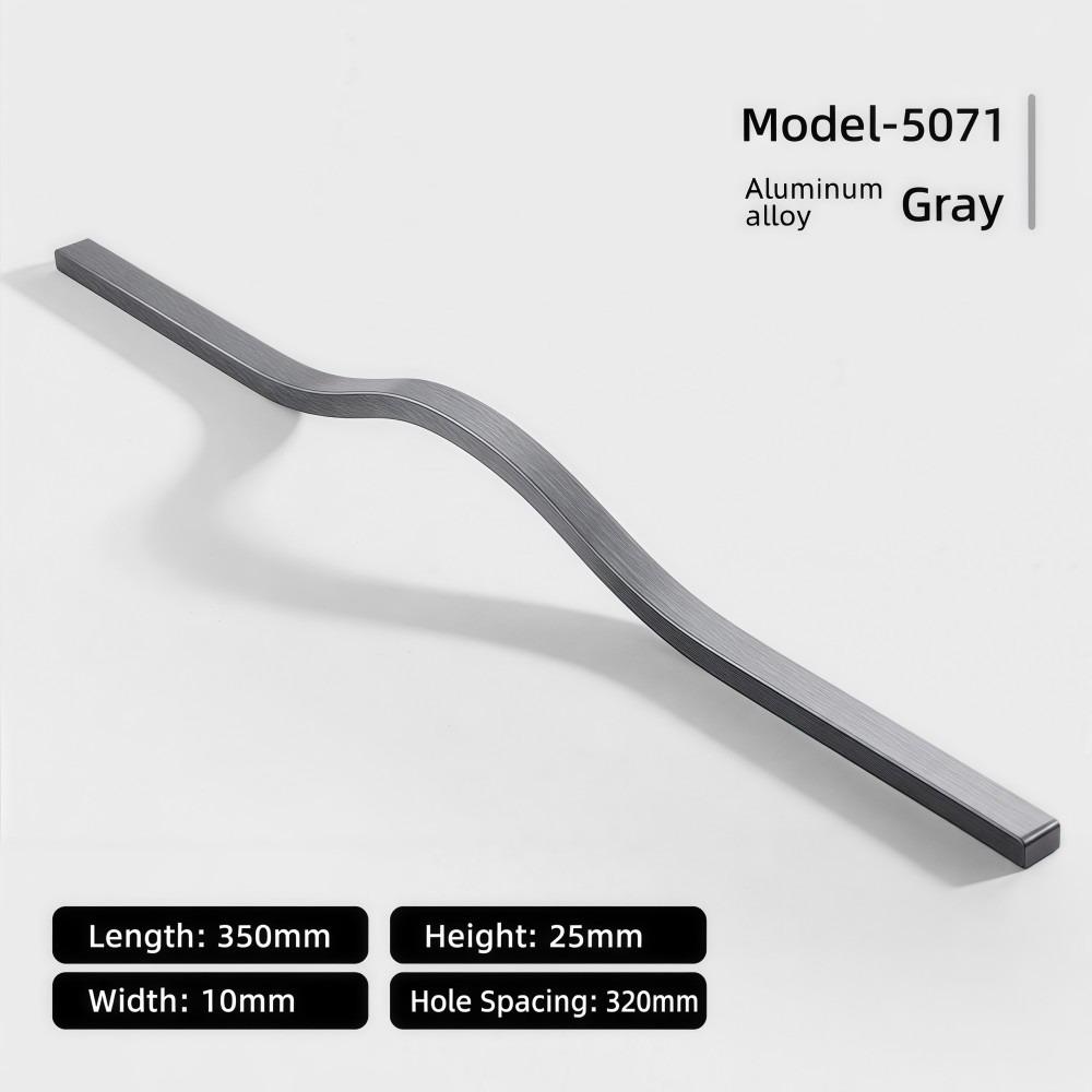 Aluminum Alloy Cabinet Pull Handle Multiple Sizes Brushed Wardrobe Door Pull Long-bar Sleek Curved Furniture Handle