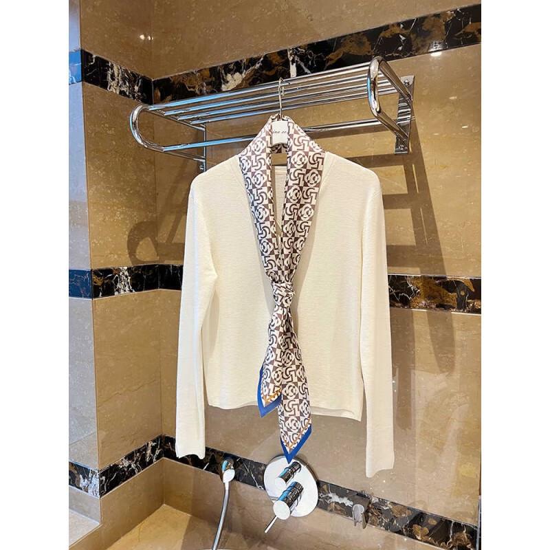 NINA SOLOR Plaid Camellia Silk Long Scarf