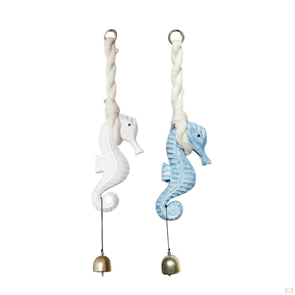 Hanging Door Opening Ornament Charm Windchime Wooden Seahorse Doorbell Pendant for Office Wall