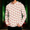 Men's Long Sleeve Hooded Sun Shirt Top with Christmas Print for Outdoor Wear